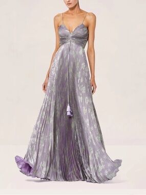 Alexis Lavender Pleated Spaghetti-Strap Maxi Dress